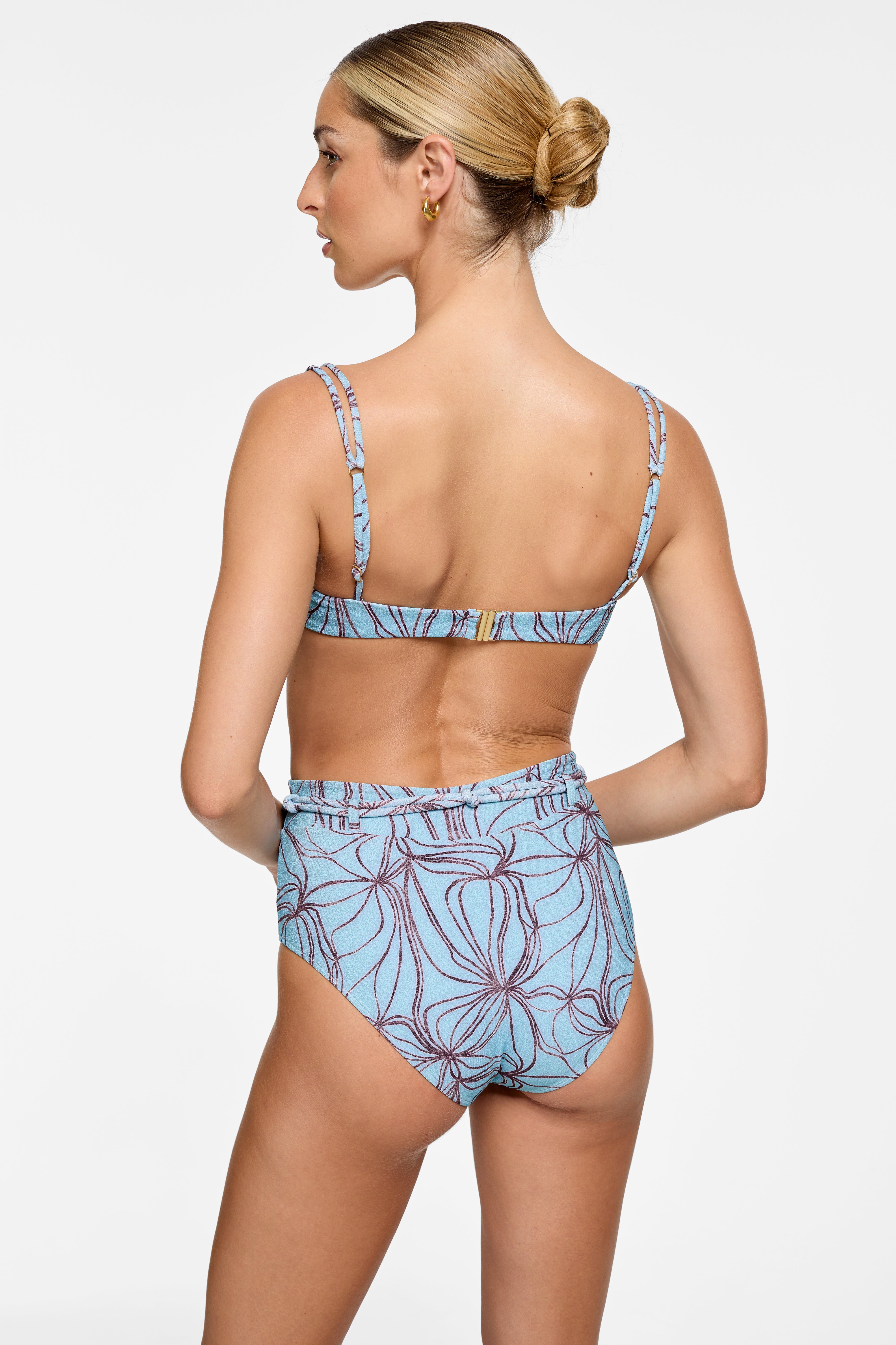 Claire Bottom - Denim Flower Lines