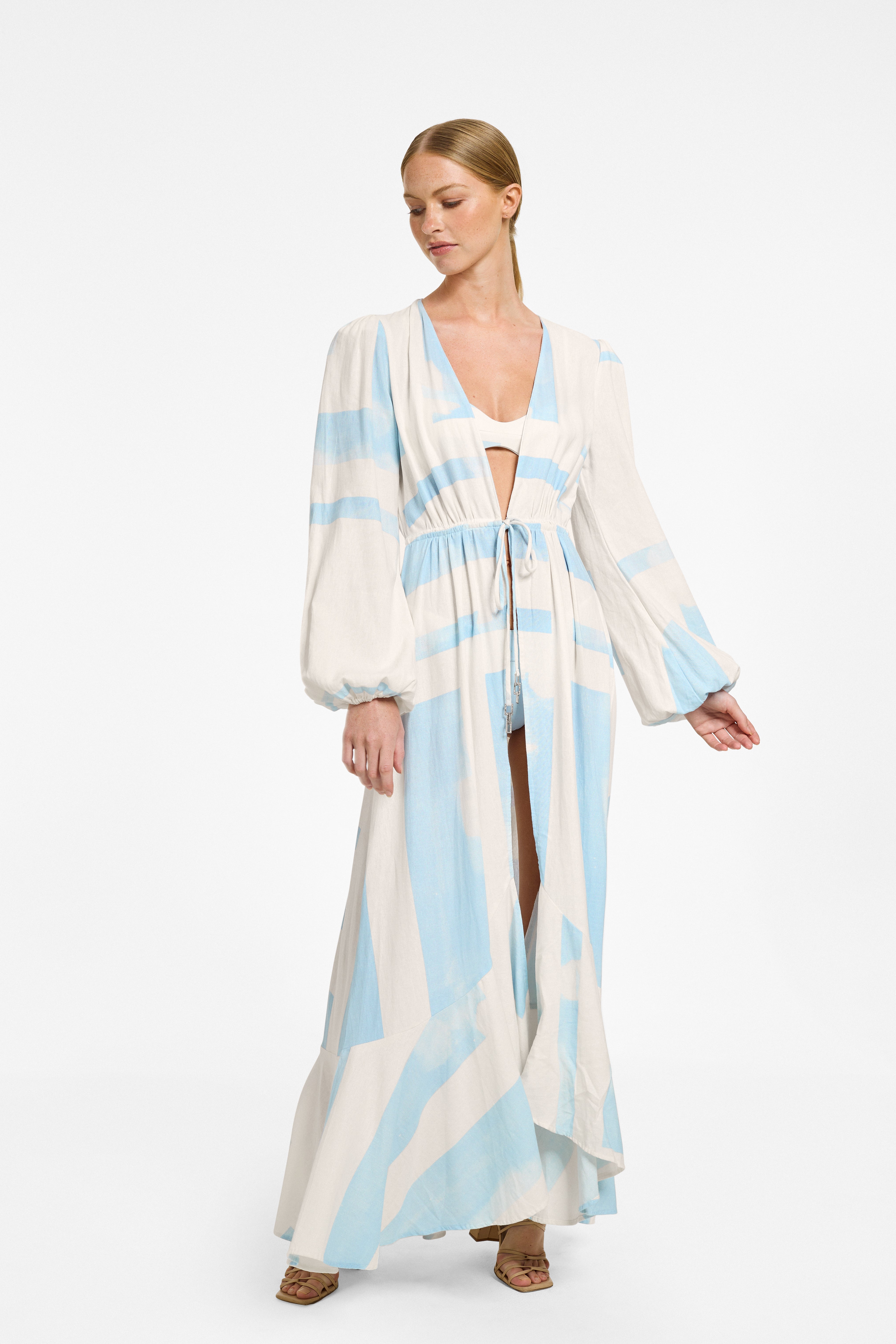 Greer Maxi Duster - Deco Print Linen