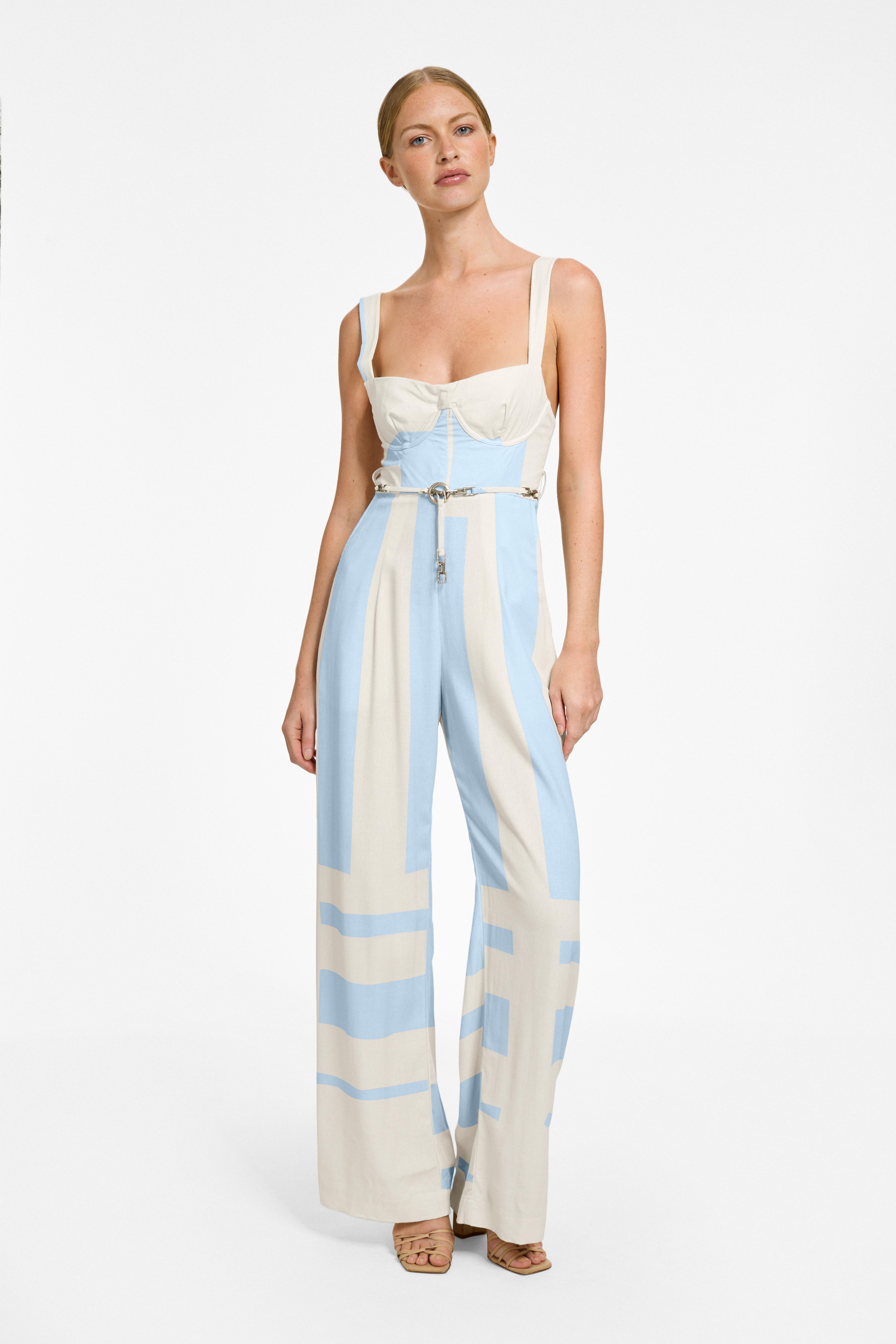 Mae Jumpsuit - Deco Print Linen