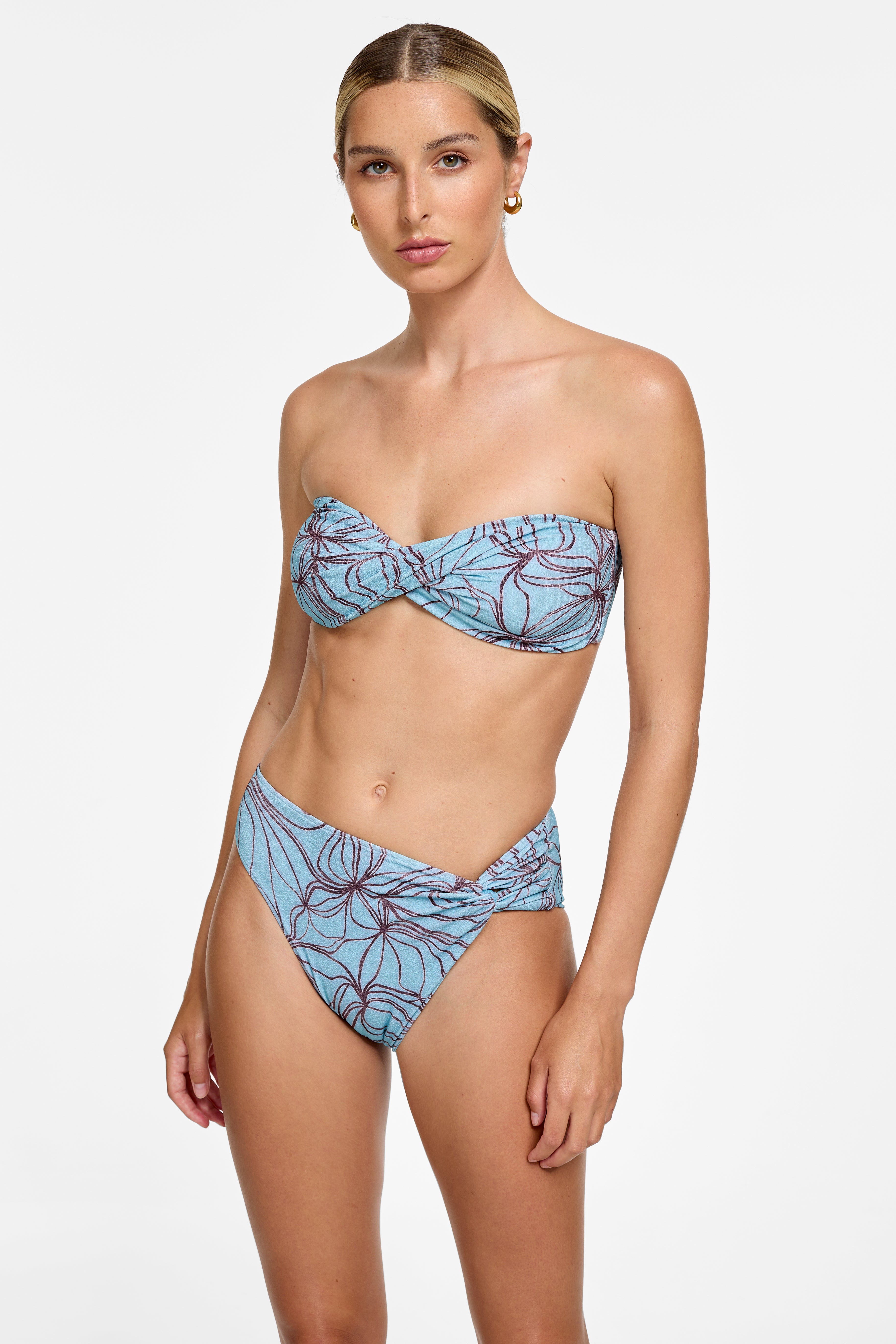 Quinn Top - Denim Flower Lines